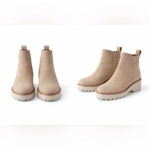 Dolce Vita Taupe Suede Chelsea Ankle Boots Lug Sole Platform 7.5